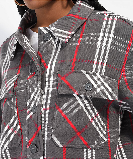 Empyre Kiva Charcoal & Red Plaid Flannel Shacket