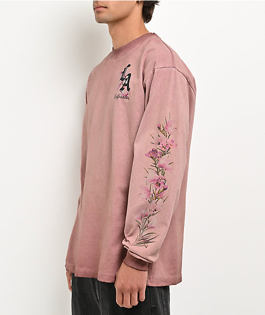 Empyre LA Floral Blush Pink Wash Long Sleeve T-Shirt