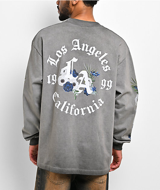 Empyre LA Floral Grey Oil Wash Long Sleeve T-Shirt