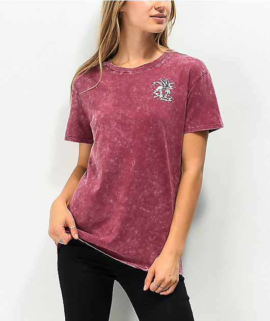 Empyre Laynie Butterfly Skeleton Red Mineral Wash T-Shirt