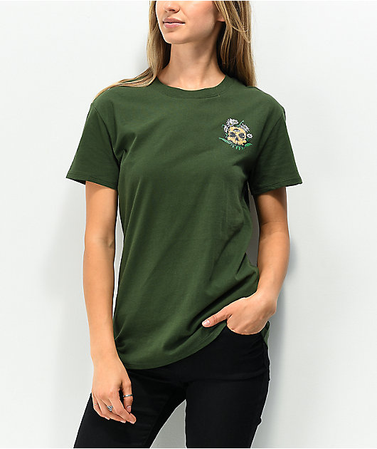 Empyre Laynie Skeleton Red Rose camiseta verde