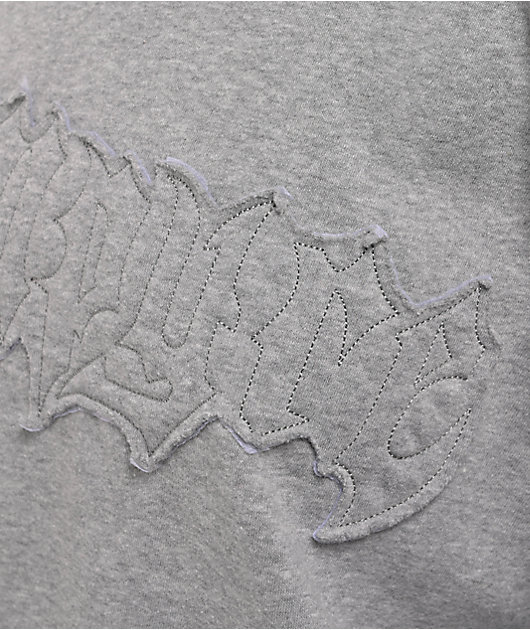 Empyre Lia Off Shoulder Applique Grey Crewneck Sweatshirt