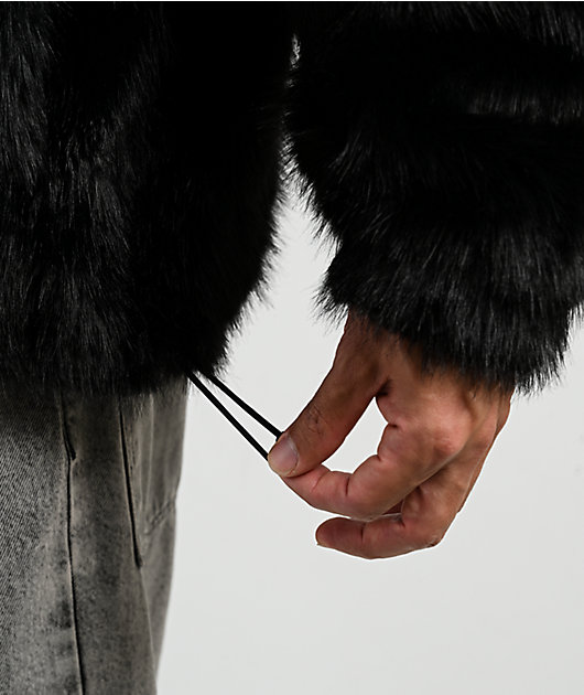 Empyre Liger Black Faux Fur Zip Hoodie