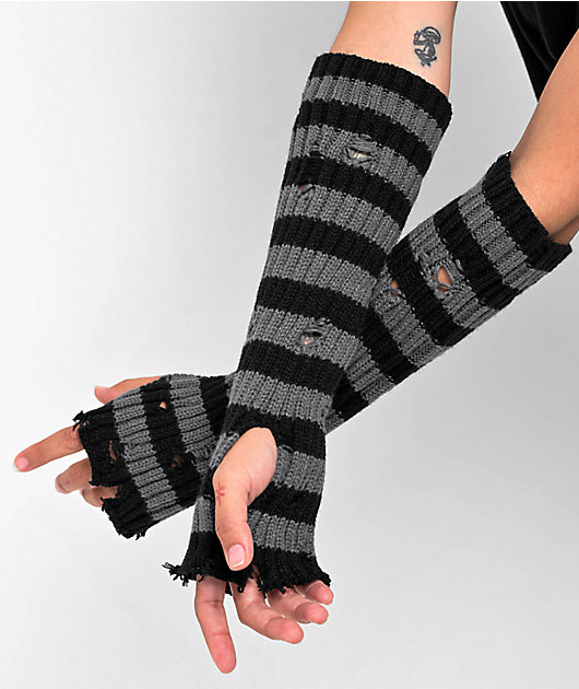 Empyre Locklan Black Grey Stripes Arm Warmers