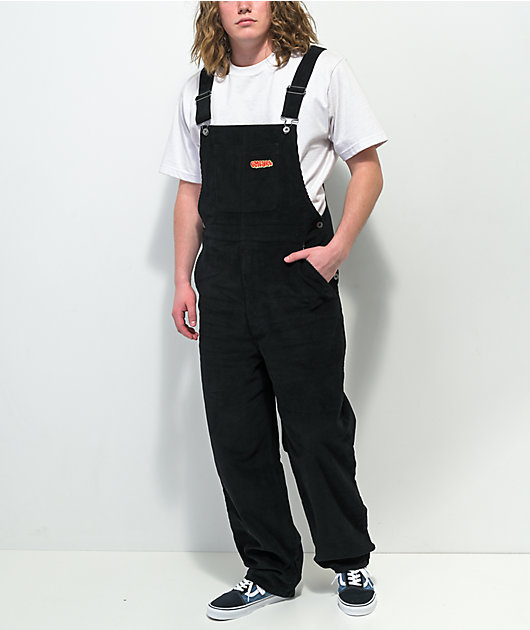 Empyre Loose Fit Black Corduroy Overalls | Zumiez