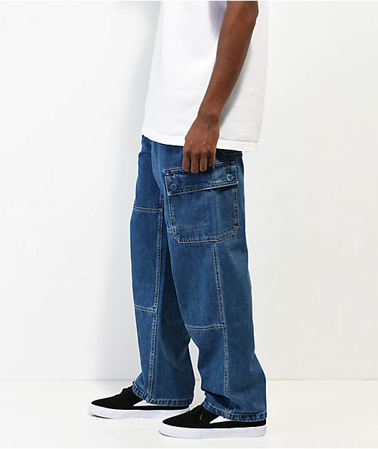 Trendy Baggy Style 6 Pocket Cargo (Sky-Blue)