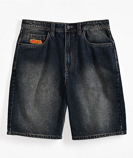 パンツ FILTH front zip baggy denim shorts Empyre Loose Fit Dark Blue Wash Denim Skate Shorts | Zumiez