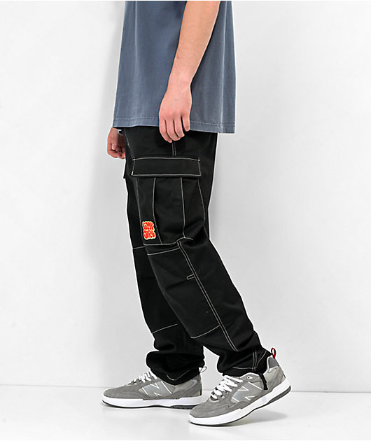 Empyre Contrast Embroidered Black Skate Jeans