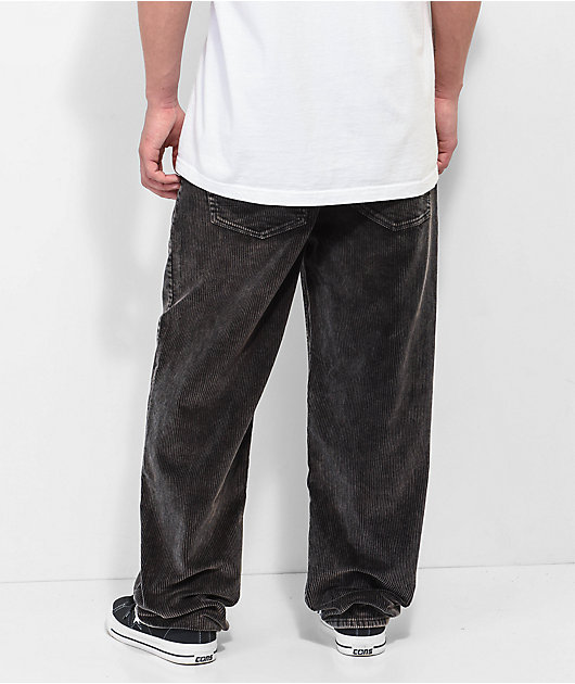 Empyre Loose Fit Sk8 Black Acid Wash Corduroy Skate Pants