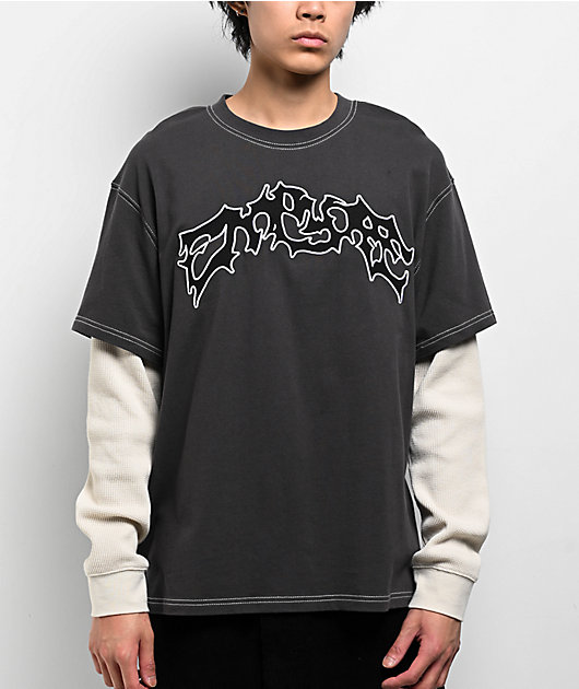 Empyre Loose Screw Charcoal & Beige 2fer Long Sleeve T-Shirt | Zumiez