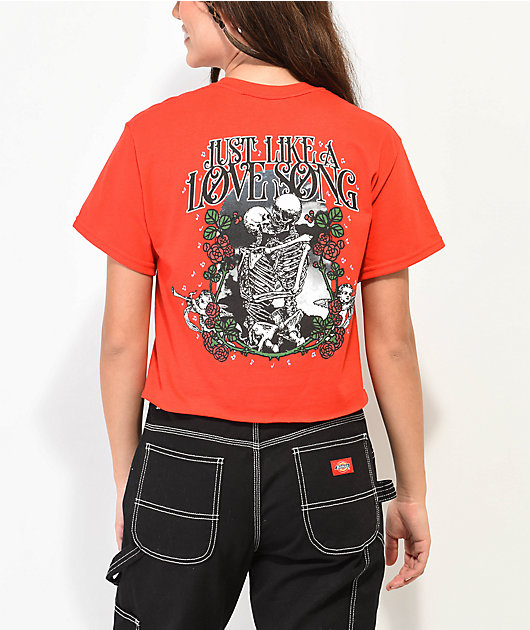 Empyre Roxie Love Song Grey & Red Layered Long Sleeve T-Shirt