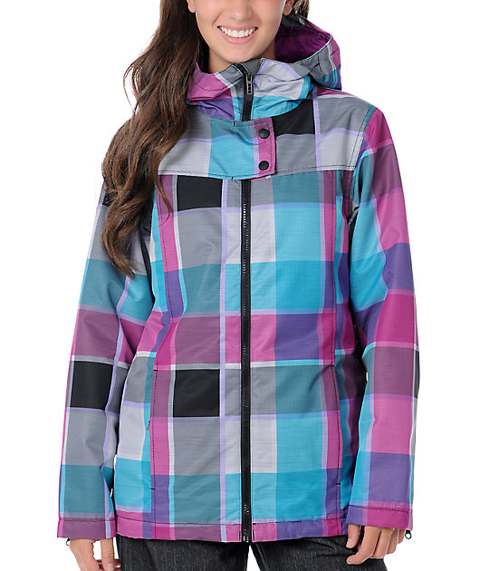 plaid snowboarding jacket