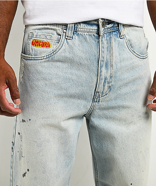 Empyre Paint Light Blue Wash Loose Fit Skate Jeans