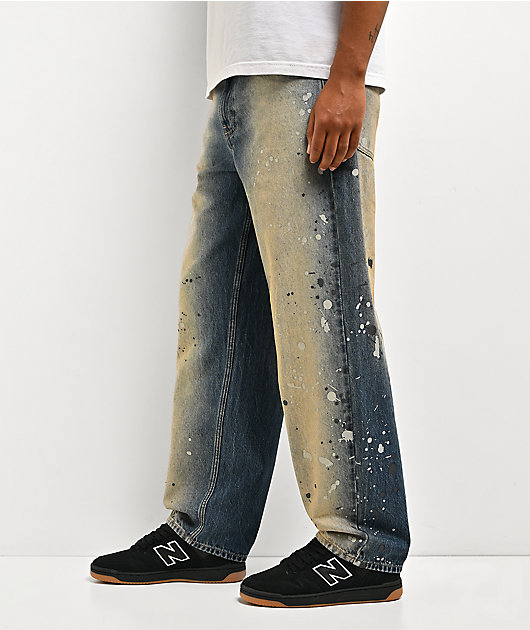 Empyre Paint N Blast Blue Wash Loose Fit Skate Jeans