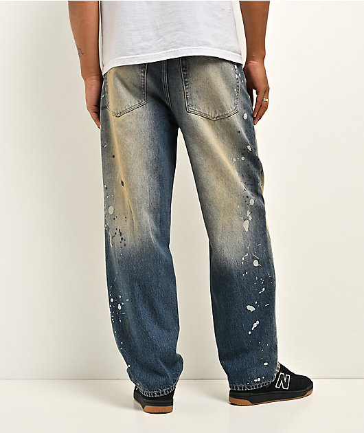 Empyre Paint N Blast Blue Wash Loose Fit Skate Jeans