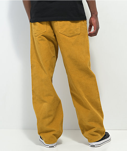 Empyre Pantalones de skate holgados de pana amarillo dorado 