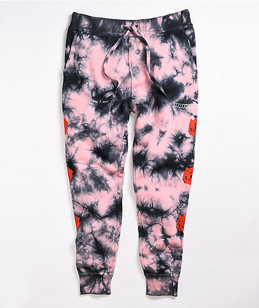 Empyre Peony Hazy Pink Black Tie Dye Jogger Sweatpants