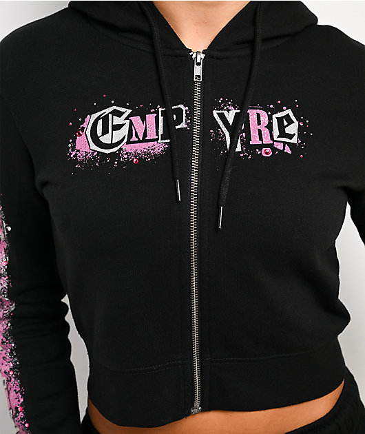 Empyre Pink Riot Black Crop Zip Hoodie