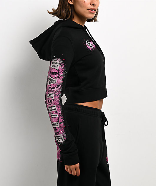 Empyre Pink Riot Black Crop Zip Hoodie