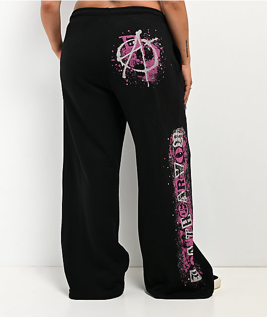 Empyre Pink Riot Black Wide Leg Sweatpants