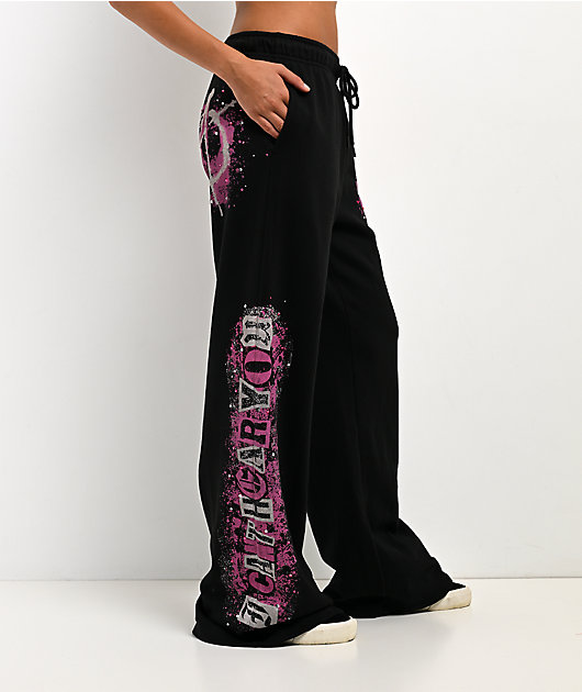 Empyre Pink Riot Black Wide Leg Sweatpants