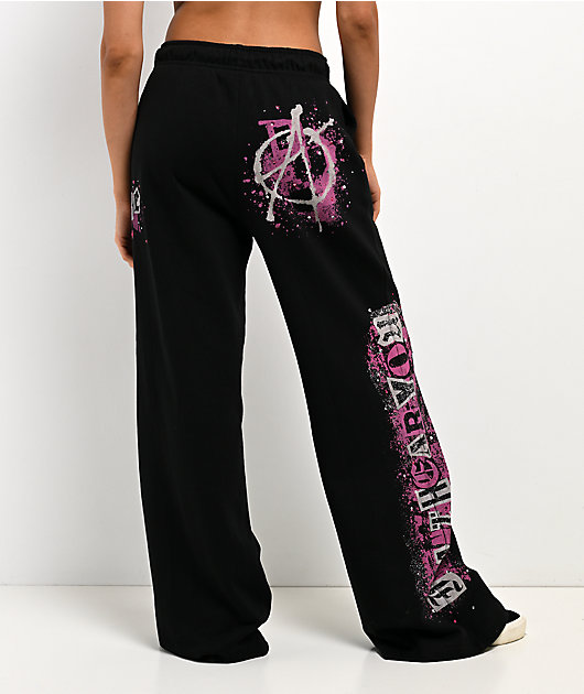 Empyre Pink Riot Black Wide Leg Sweatpants