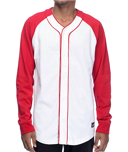 white and red baseball shirt