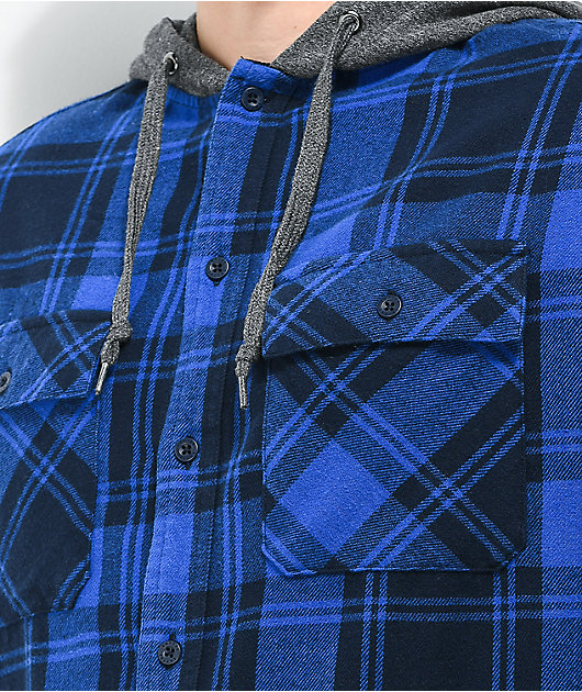 Empyre Prime Black & Blue Hooded Flannel Shirt