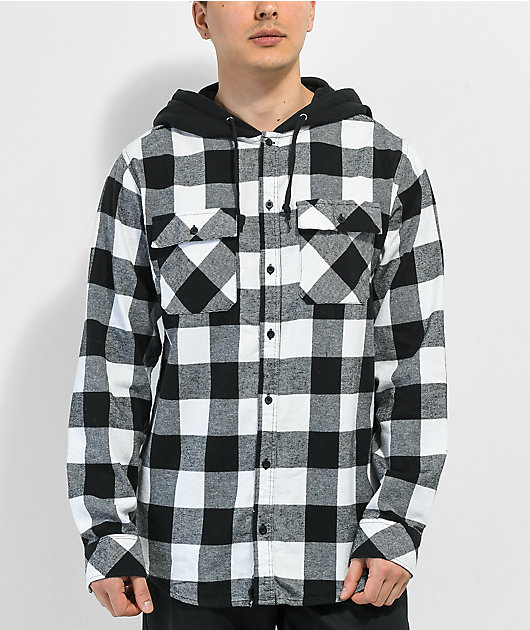 Empyre Prime Black White Hooded Flannel Shirt Zumiez