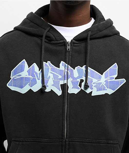 Empyre Punky Plaid Black Wash Zip Hoodie