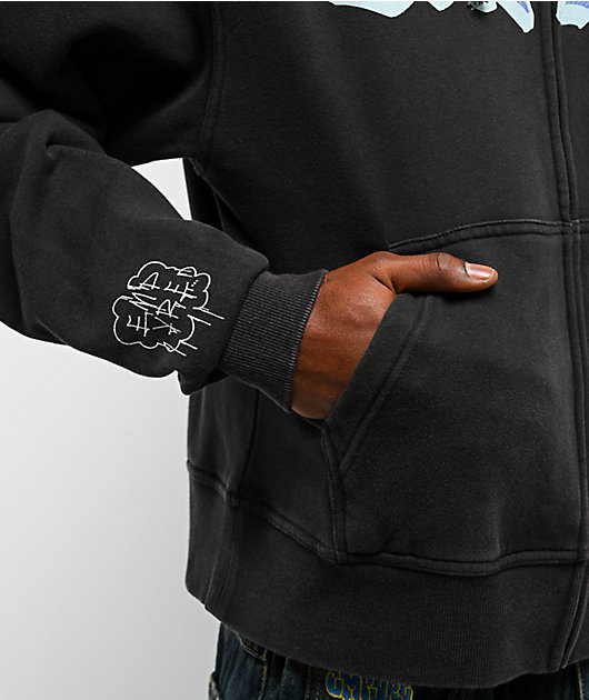 Empyre Punky Plaid Black Wash Zip Hoodie