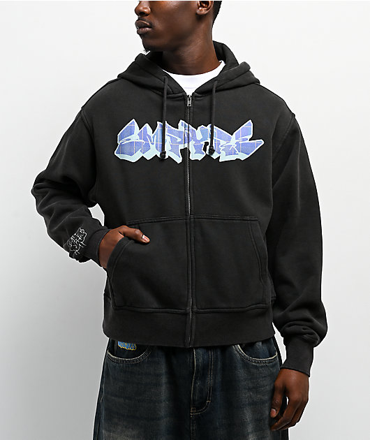 Empyre Punky Plaid Black Wash Zip Hoodie