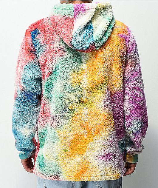 Empyre Rainbow Tie Dye Sherpa Fleece Hoodie