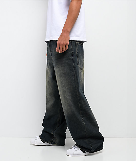 Empyre Ramp Blue Dirty Wash Ultra Wide Skate Jeans