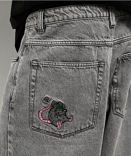 【in a row】Slap Sand Wide Denim Empyre Dirty Dark Blue Wash Ultra Wide Skate Jeans | Zumiez