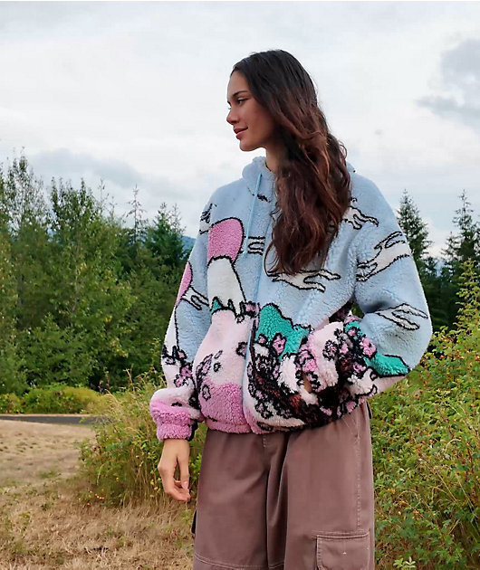 Empyre Raven Cherry Landscape Sherpa Zip Hoodie | Zumiez