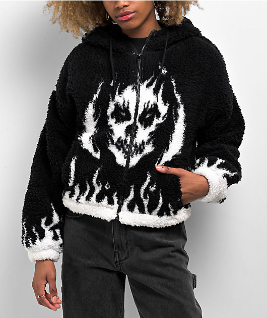 ☆ ☆ Here Black White CKJ Sherpa Small Crescent Nike Swoosh Full-Zip Sherpa Jacket Black/White - FW23 - US