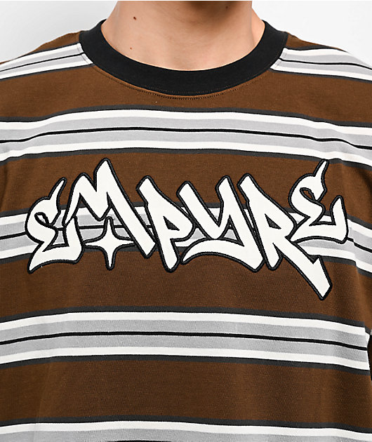 Empyre Razor Stripe Brown Knit T-Shirt