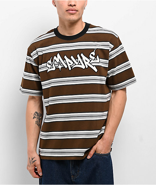 Empyre Razor Stripe Brown Knit T-Shirt | Zumiez