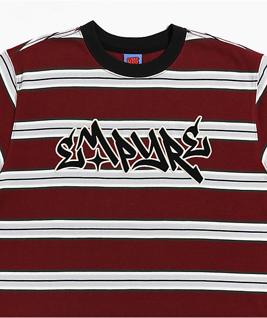 Empyre Razor Stripe Maroon Knit T-Shirt