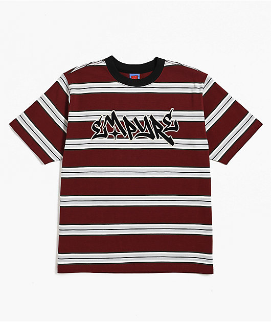 Empyre Razor Stripe Maroon Knit T-Shirt