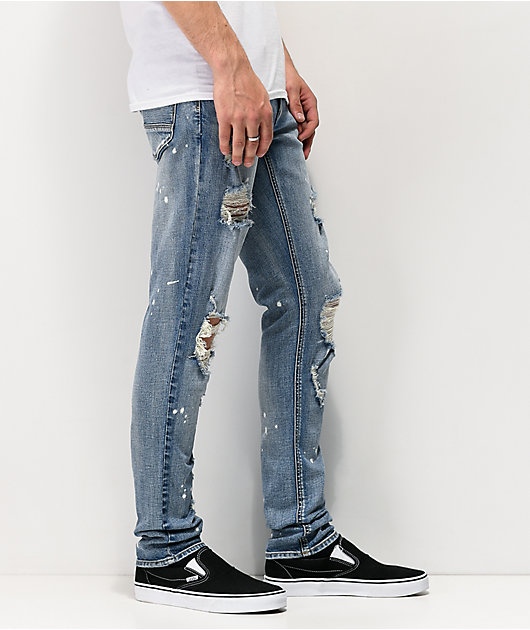 Empyre Recoil Harrison jeans súper ajustados azules con salpicaduras