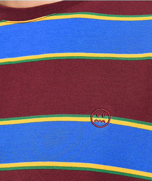 Empyre Recon Burgundy, Blue, Green & Yellow Striped Long Sleeve T-Shirt