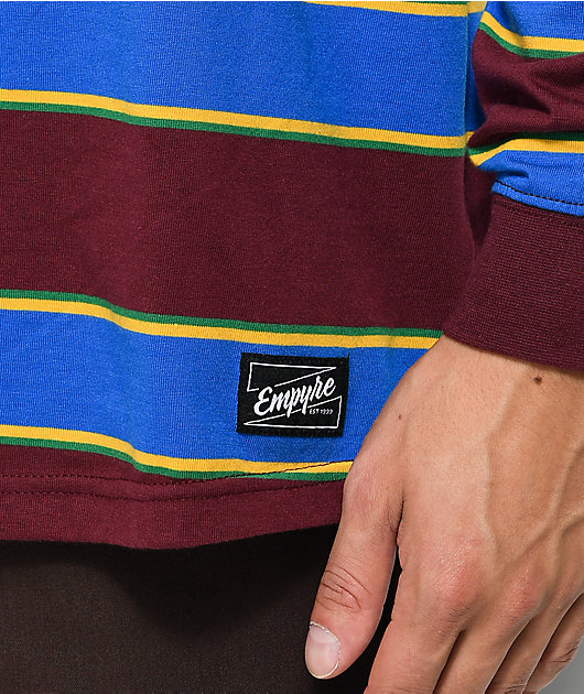 Empyre Recon Burgundy, Blue, Green & Yellow Striped Long Sleeve T-Shirt