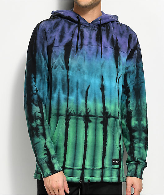 purple and green tie dye hoodie