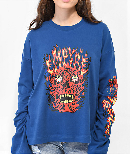 Empyre Reelah Flame Skull Blue Long Sleeve T-Shirt | Zumiez