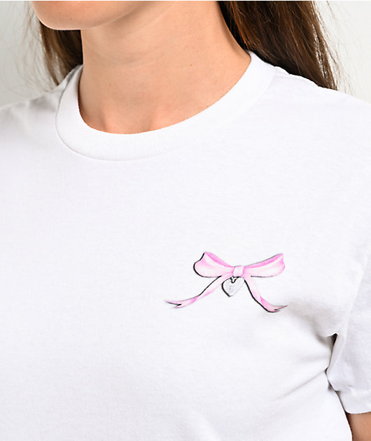 【COLOR iN ID】Big Ribbon T-shirt XL Discharged Ribbon and Tie-Dyed Pink Spider Tee with Heart
