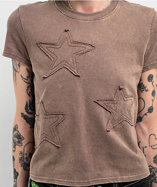 Empyre Ricky Deep Taupe Wash Crop T-Shirt