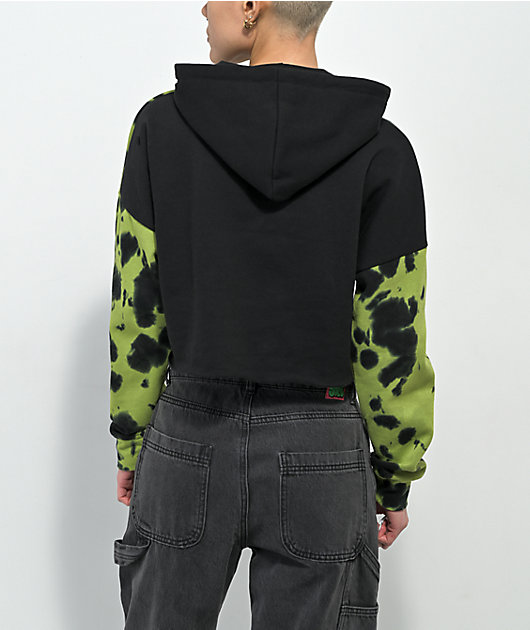 Empyre Riley Black Green Tie Dye Crop Hoodie Zumiez