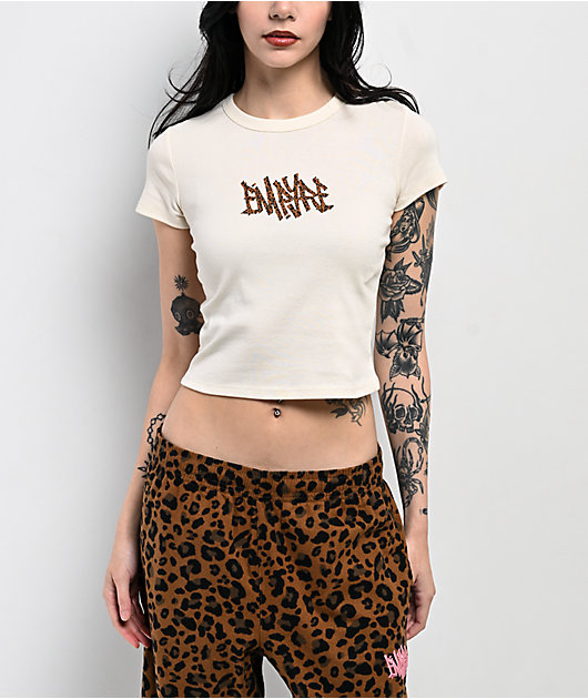 Empyre Roar Beige Crop T-Shirt